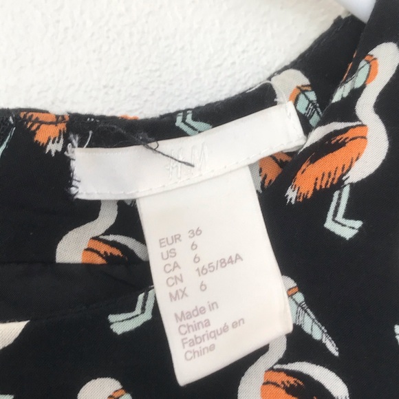 H&M black with flamingo print sleeveless midi - Picture 2 of 8